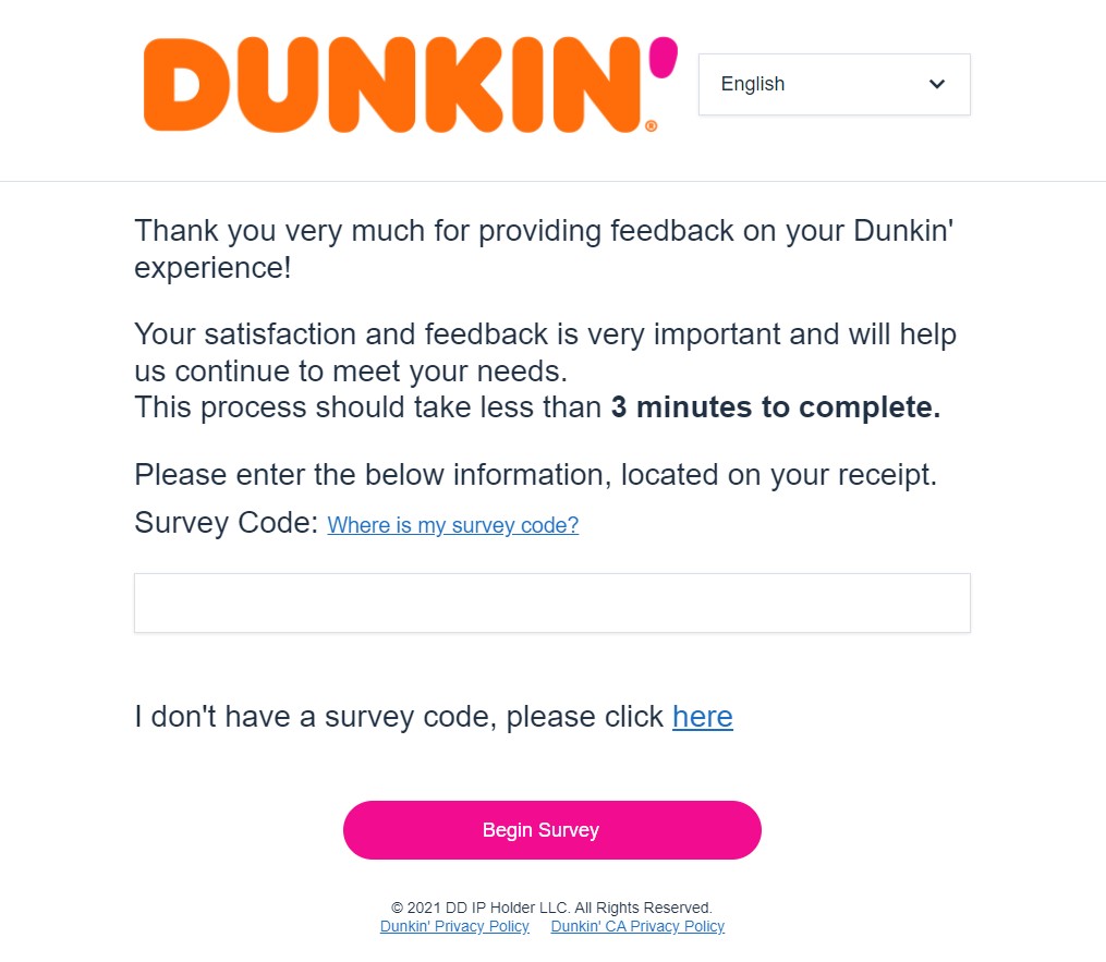 DunkinRunsOnYou Survey